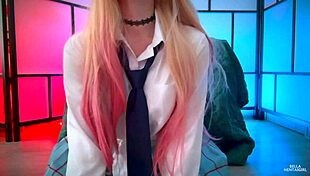 Hot Student Bella Hentaigirl Stretching Tight Holes