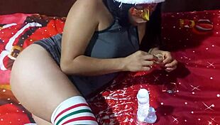 On christmas day, a delicious indian engages in masturbation against the system while wearing latin underwear.