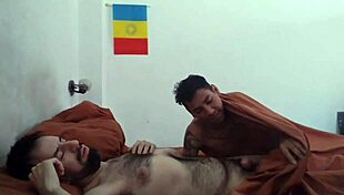 Waking my hairy guy with a nice blowjob using his morning erection