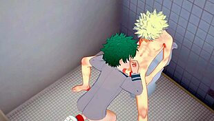 midoriya gives bakugou a blowjob in my hero academia yaoi. 😏