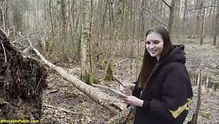 Busty Girl Enjoys Rough Encounter In Forest.