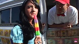 super lovely dark haired girl gets fucked in a van doggy missionary and cowgirl style