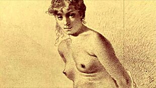 Vintaget erotisk illustrasjon av hentai tegneserie med antikk retro anime stil