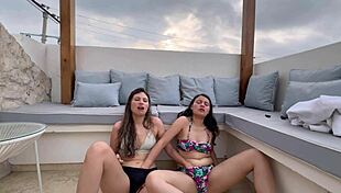 I fucked a slutty lesbian in the hotel room while my family was nearby