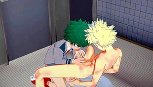 midoriya gives bakugou a blowjob in my hero academia yaoi. 😏