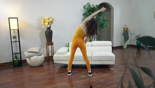 Step brother and sister yoga session turns into anal fucking and masturbation.