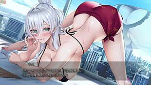 Two people engage in erotic role-play game with 30-minute limit in bubble bath.