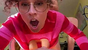 milf rides big cock under christmas tree, cum in mouth