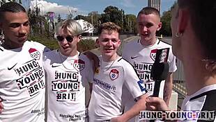 Hot British scally guy joins us for rough bareback gangbang action