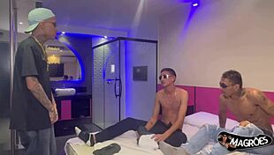 Brazilian Novinho Takes Two Dicks At Once In His Tight Hole