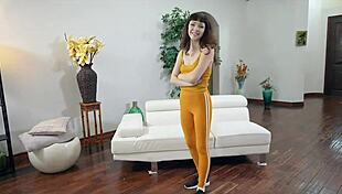 Step brother and sister yoga session turns into anal fucking and masturbation.