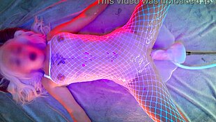 Blonde in stockings orgasms on huge cock