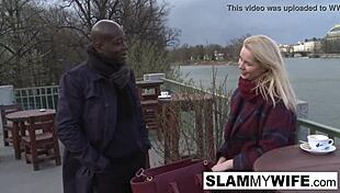 Blonde slut takes huge black dick in ass for interracial cuckold sex