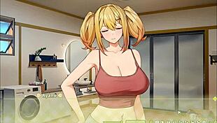 Blonde nun orgasms from rough blowjob in hentai game