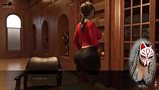 Hey, that sexy secretary with huge boobs is playing upskirt games