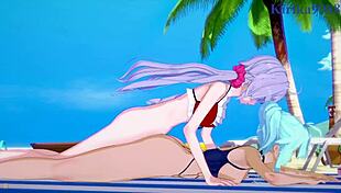 Cagliostro and chris yukine intense futanari creampie in symphogear hentai 😍