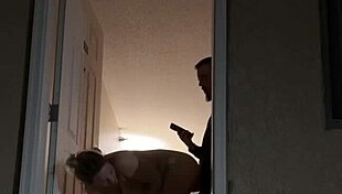 Couple Attempts Risky Sex In Hotel Doorway While Being Watched