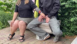 Sexy Milf Lets Me Cum on the Bench