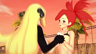 Pokemon Threesome Adventure With Flannery And Cynthia