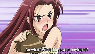 丰满少女为幸运家伙激烈动漫战斗，谁赢无码对决？