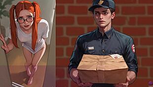 Oh my God, husband catches wife naked with delivery boy in 3D hentai! - Mila AI