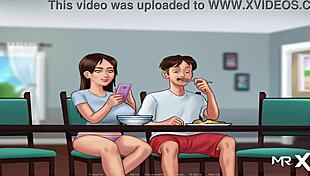 Summertimesaga: Anime Girl Blows Big Cucumber And Gets Cum Inside