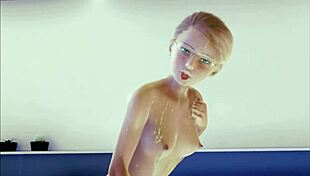 teen in stockings performs solo masturbation in 3d hentai anime style