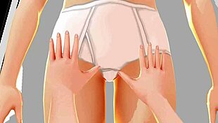 perverted nurse plays doctor with anime girl in hentai style