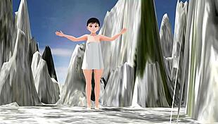 Wow, anime girl leo tries mixed bathing in secret hot spring without towel!