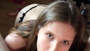 looking in your eyes while sucking dick and balls until cum in mouth