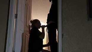 Couple Attempts Risky Sex In Hotel Doorway While Being Watched