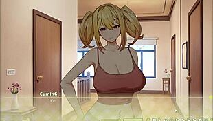 Blonde nun orgasms from rough blowjob in hentai game