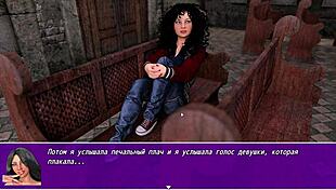 Watch Angelica in this hentai remake, getting horny in stockings with hairy pussy on the toilet