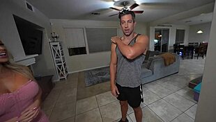 Hotwife cheats with stud in front of hubby, featuring curvy babe, bent over, cowgirl, monster cock, blowjob, and fake tits