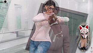 Hey, that sexy secretary with huge boobs is playing upskirt games