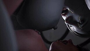 Hot guest with wings bangs a chick hard, 3D futa on female, facial cum everywheree