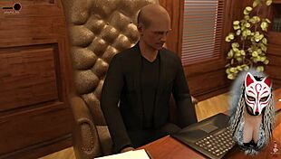 Hey, that sexy secretary with huge boobs is playing upskirt games