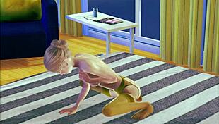 teen in stockings performs solo masturbation in 3d hentai anime style