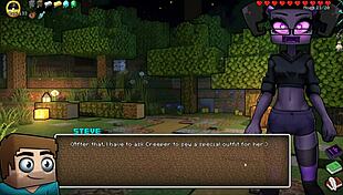 hornycraft parody where femdom gets her face covered in cum