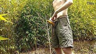 big dick cumming outdoors?