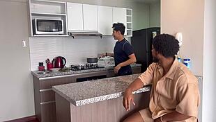 Bartender fucks curious hetero client with big black cock