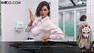 Hey, that sexy secretary with huge boobs is playing upskirt games