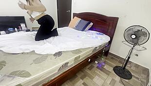 Lonely neighbor masturbates in her room waiting for the new year