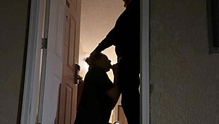 Couple Attempts Risky Sex In Hotel Doorway While Being Watched