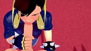 chun-li gets blowjob and fucking in street fighter pov fantasy
