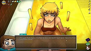 hornycraft parody where femdom gets her face covered in cum