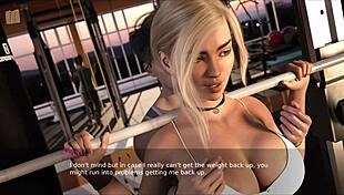 Anime hentai blonde works out at gym with big tits and ass 😏