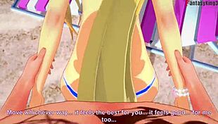 marie rose in bikini gets fucked on the beach in this hentai fantasy