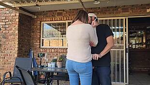 Mutual masturbation with neighbors wife turns into outdoor creampie