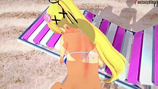 marie rose in bikini gets fucked on the beach in this hentai fantasy